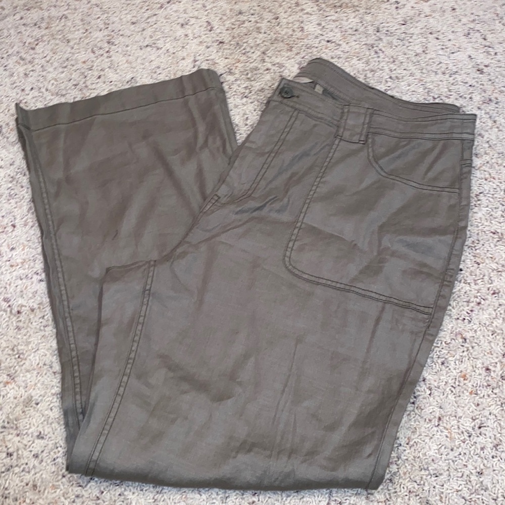 Soft Surroundings Olive Green Soft Straight-leg High-rise Pants. Size 18